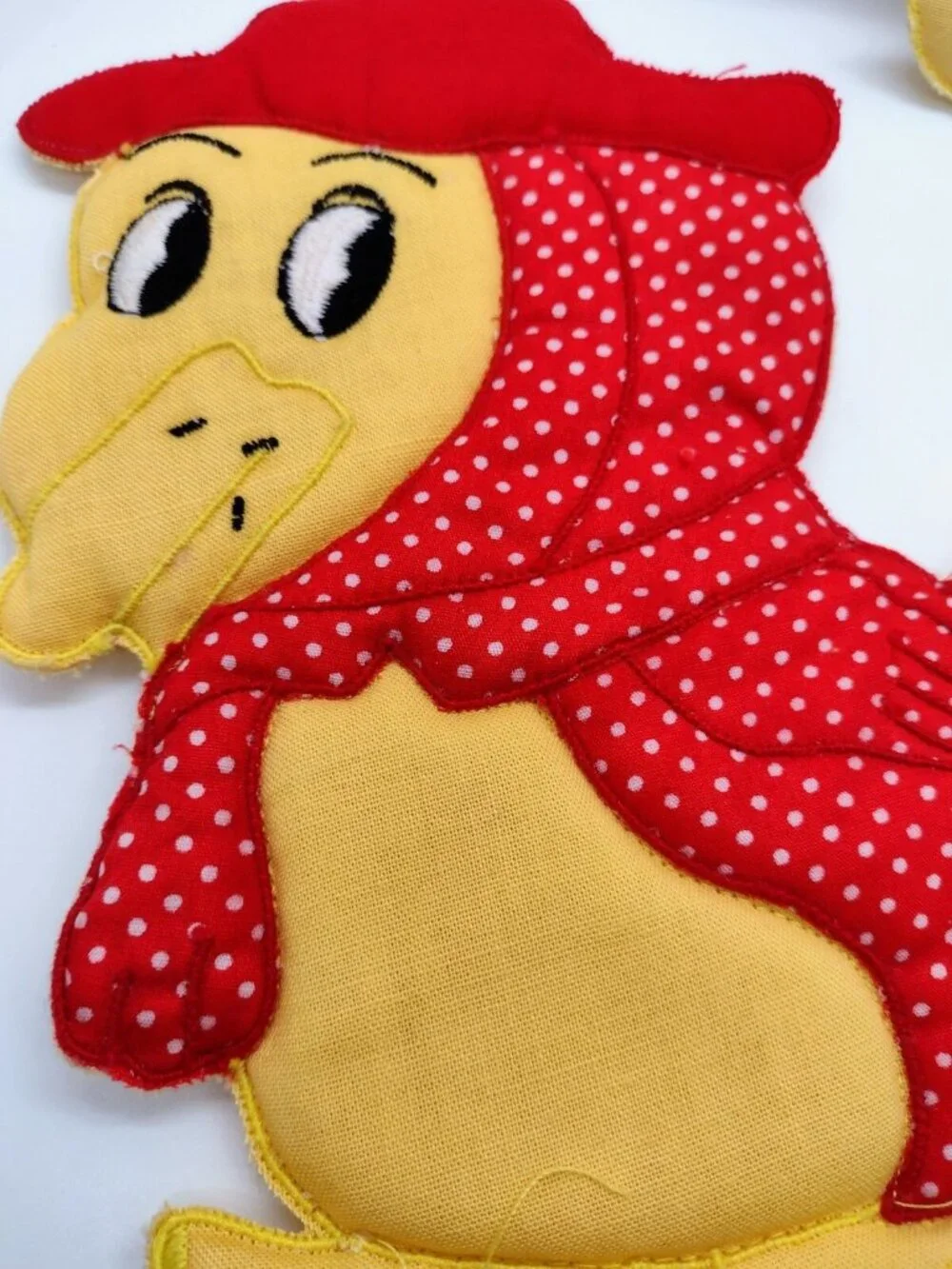 Vintage Anthropomorphic Raincoat Duck Potholders Kitsch Embroidered 9